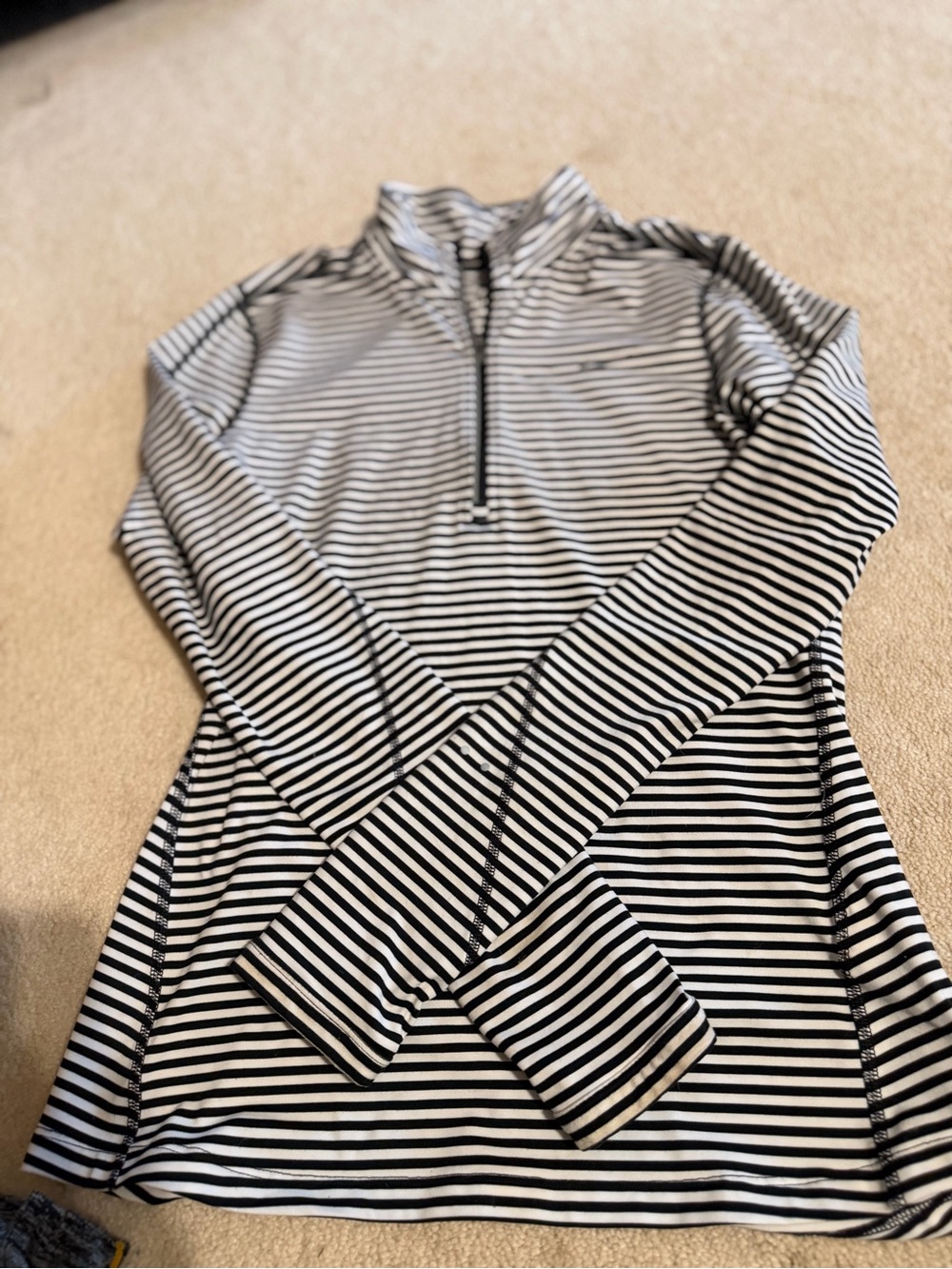 Nike Black & White Striped Quarter-Zip Jacket